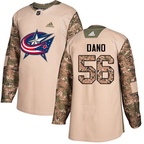 Adidas Blue Jackets #56 Marko Dano Camo Authentic 2017 Veterans Day Stitched Youth NHL Jersey